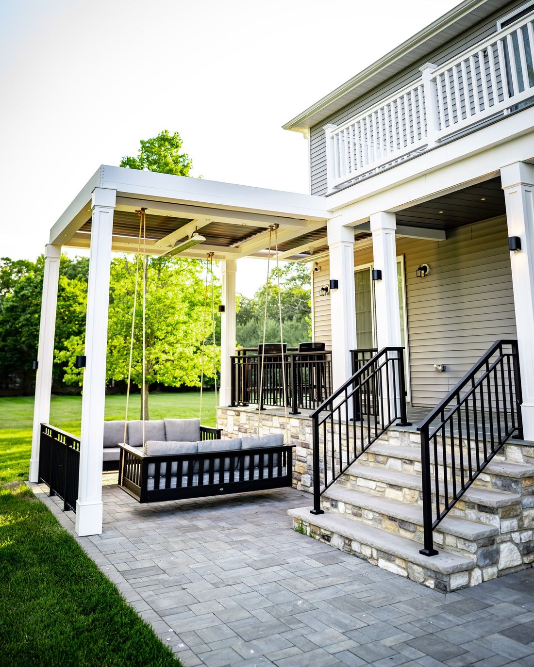 Covered Deck with Pergola & Swing by SCPC Construction