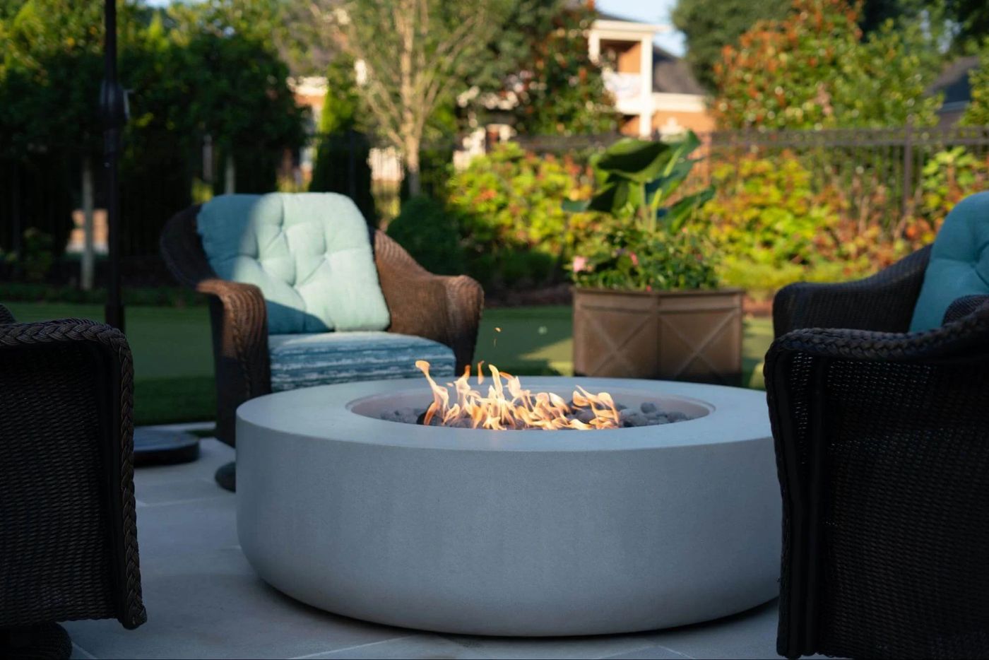 Circular Fire Pit Seating Area by SCPC Construction