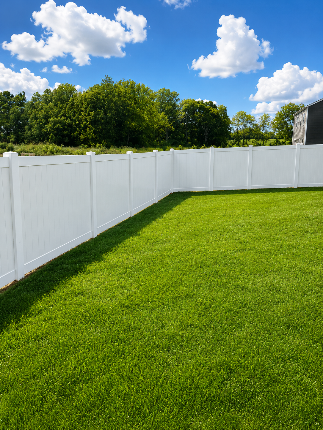 White Vinyl Privacy Fence by SCPC Construction