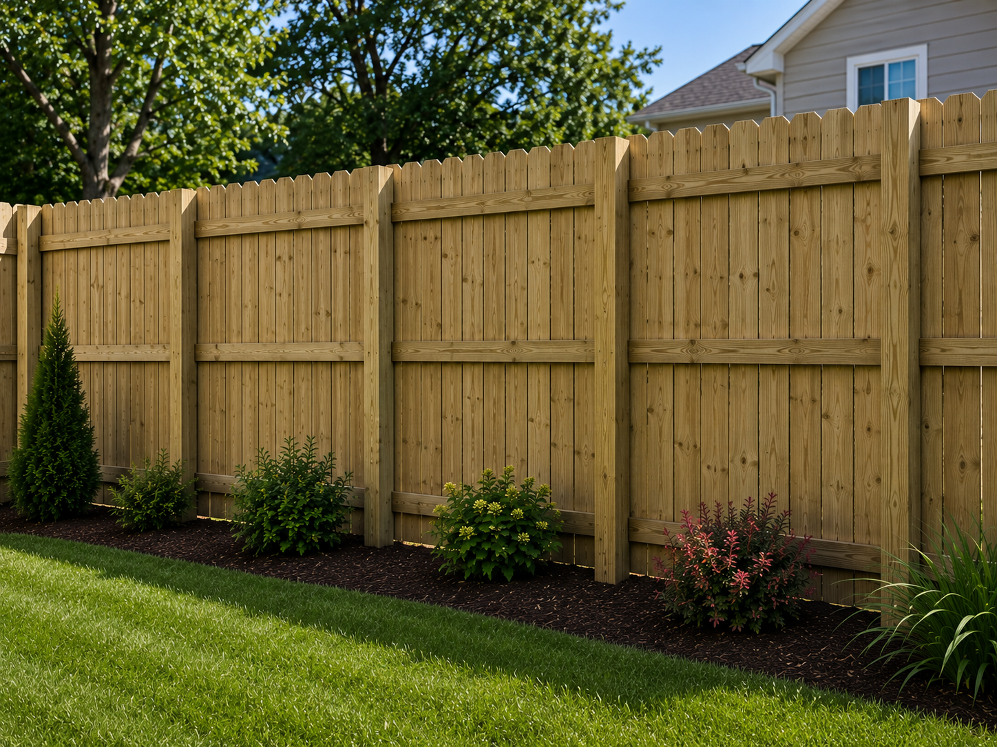 Custom wood privacy fence built by SCPC Construction